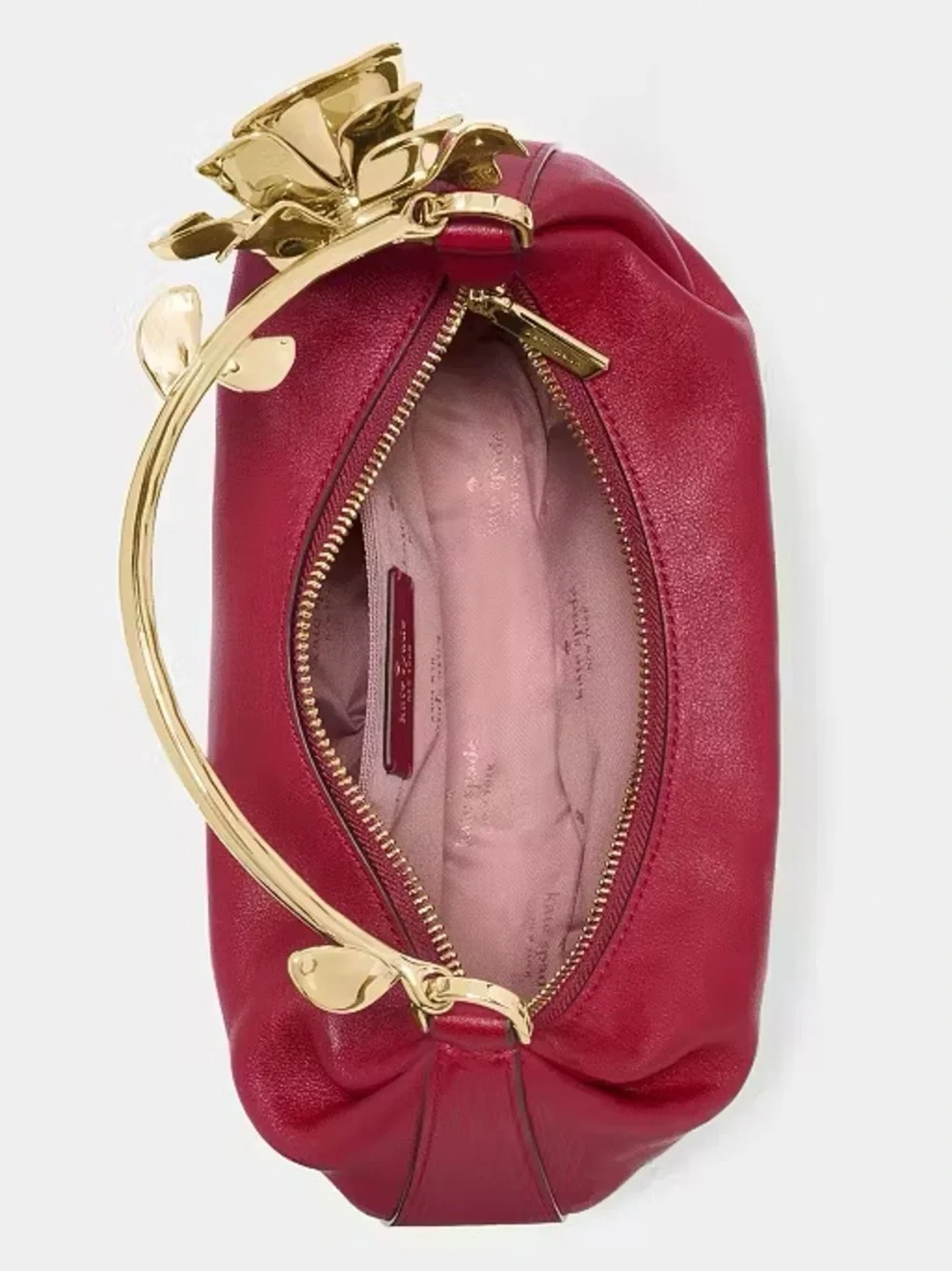 ♠️Kate spade New York Selene Gold Metal 3D Floral Handle Bag, Red Jam NWT